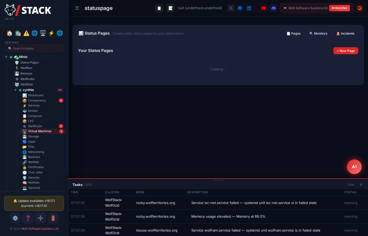 Status Pages — public uptime monitoring
